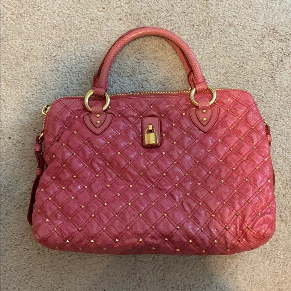 Marc Jacobs Pink Python Gold Studded Handbag